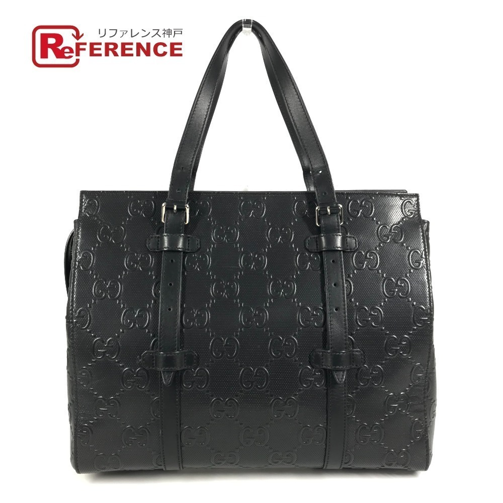 GUCCI Bag Tote Shoulder GG Embossed Black
